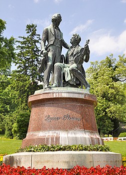 planet-vienna, der komponist joseph lanner; Lanner-Strauss-Denkmal, Baden bei Wien