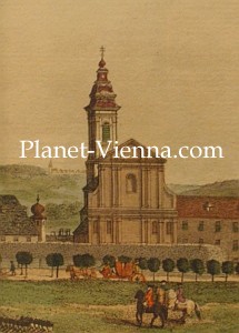 planet-vienna, die ehemalige schwarzspanierkirche in wien, abbildung um 1750