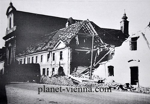 planet-vienna, die Waisenhauskirche Maria Geburt in wien, Kriegszerstörungen 1945