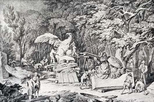 planet-vienna, schloss schönbrunn, die gloriette, bauarbeiten, Zeichnung von Johann Christian Brand