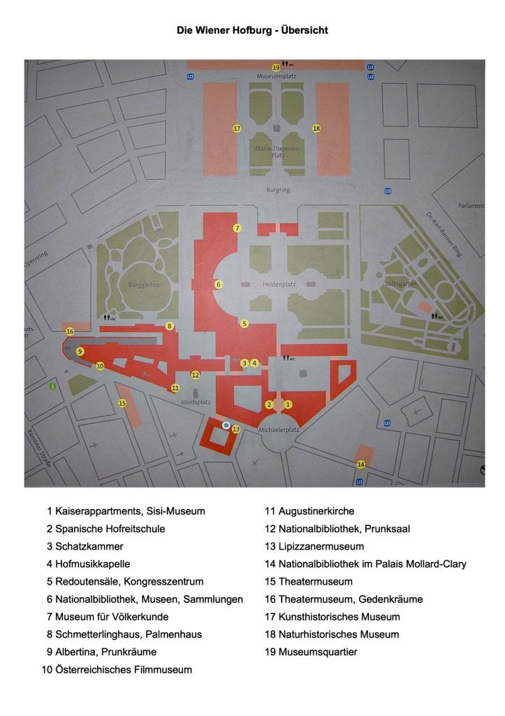 die hofburg in wien, übersichtsplan mit legenden