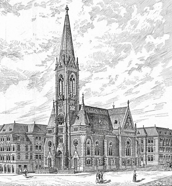 die lutherkirche in wien, historische illustration